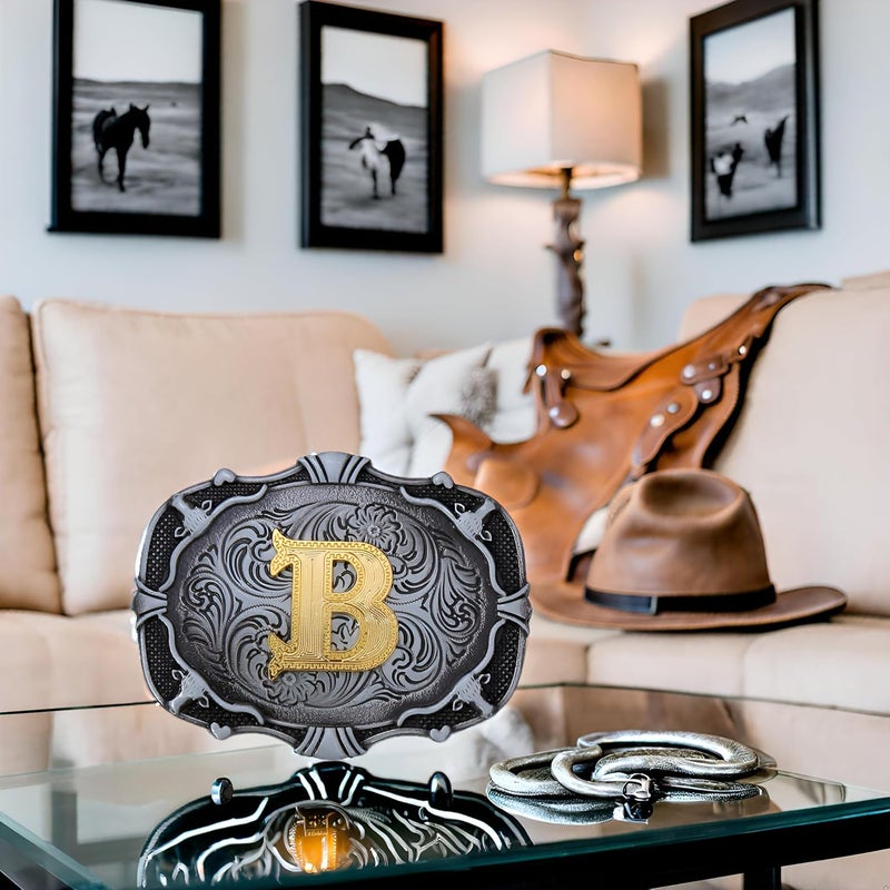 Btilasif Store دبلة حزام رعاة البقر الغربي للأطفال من تكساس للأولاد والبنات، دبل حزام بأحرف أولية من A إلى Z للرجال - Image 5